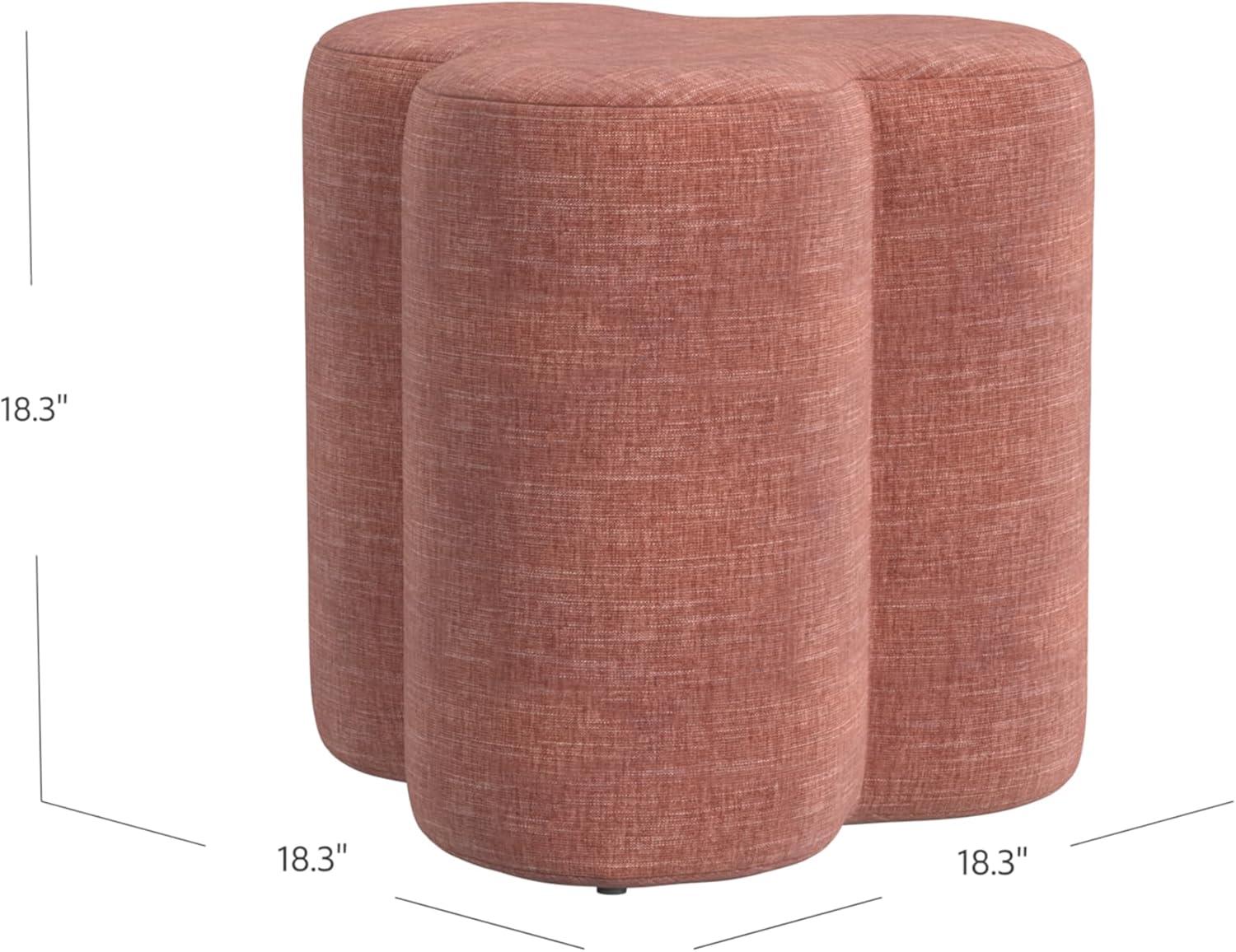 imageHomePop Upholstered Faux Leather Round Ottoman No Lid Seat Only HomePop Home Dcor Round Pouf Foot Rest Sand Faux LeatherPink Chenille