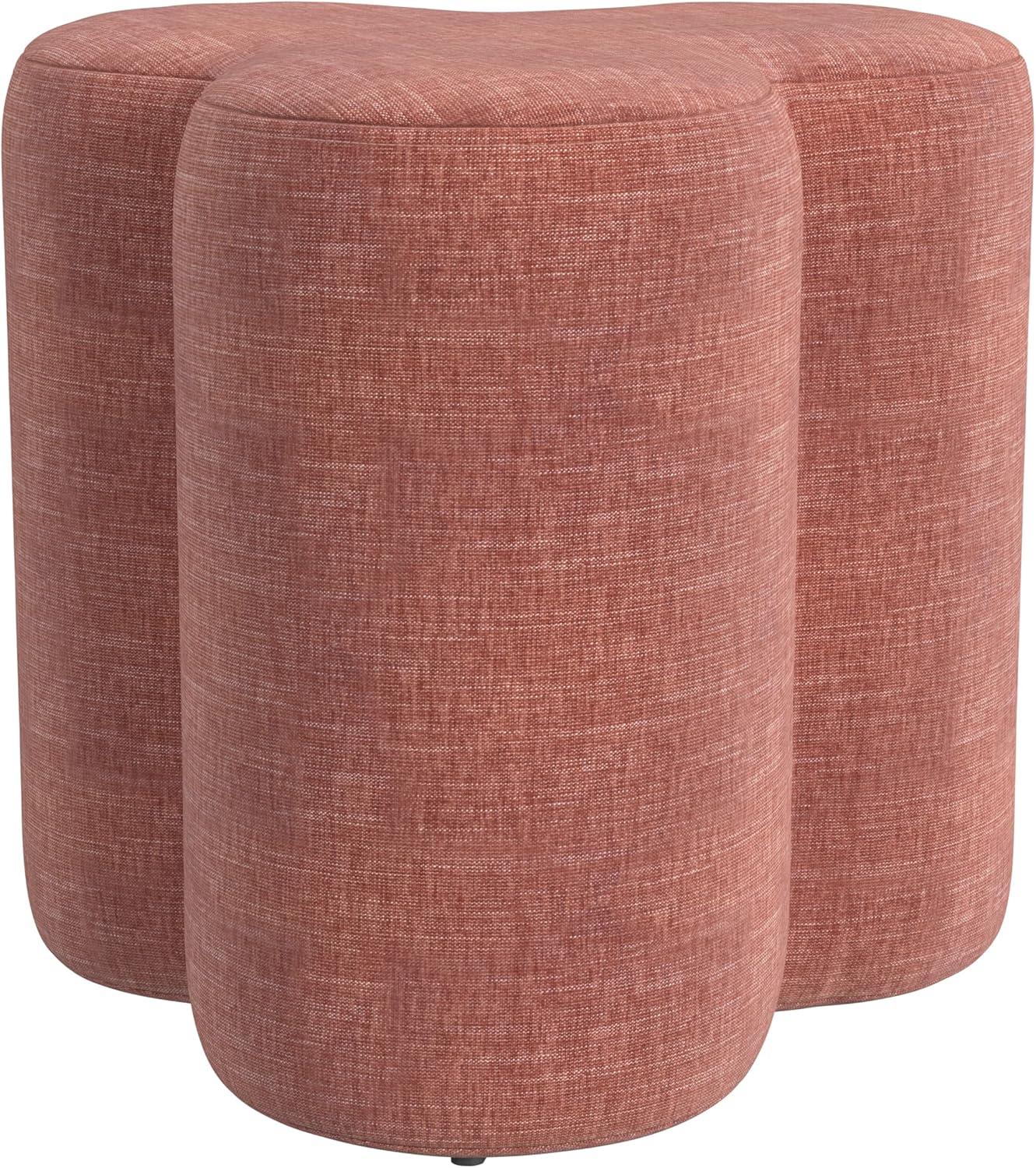 imageHomePop Upholstered Faux Leather Round Ottoman No Lid Seat Only HomePop Home Dcor Round Pouf Foot Rest Sand Faux LeatherPink Chenille