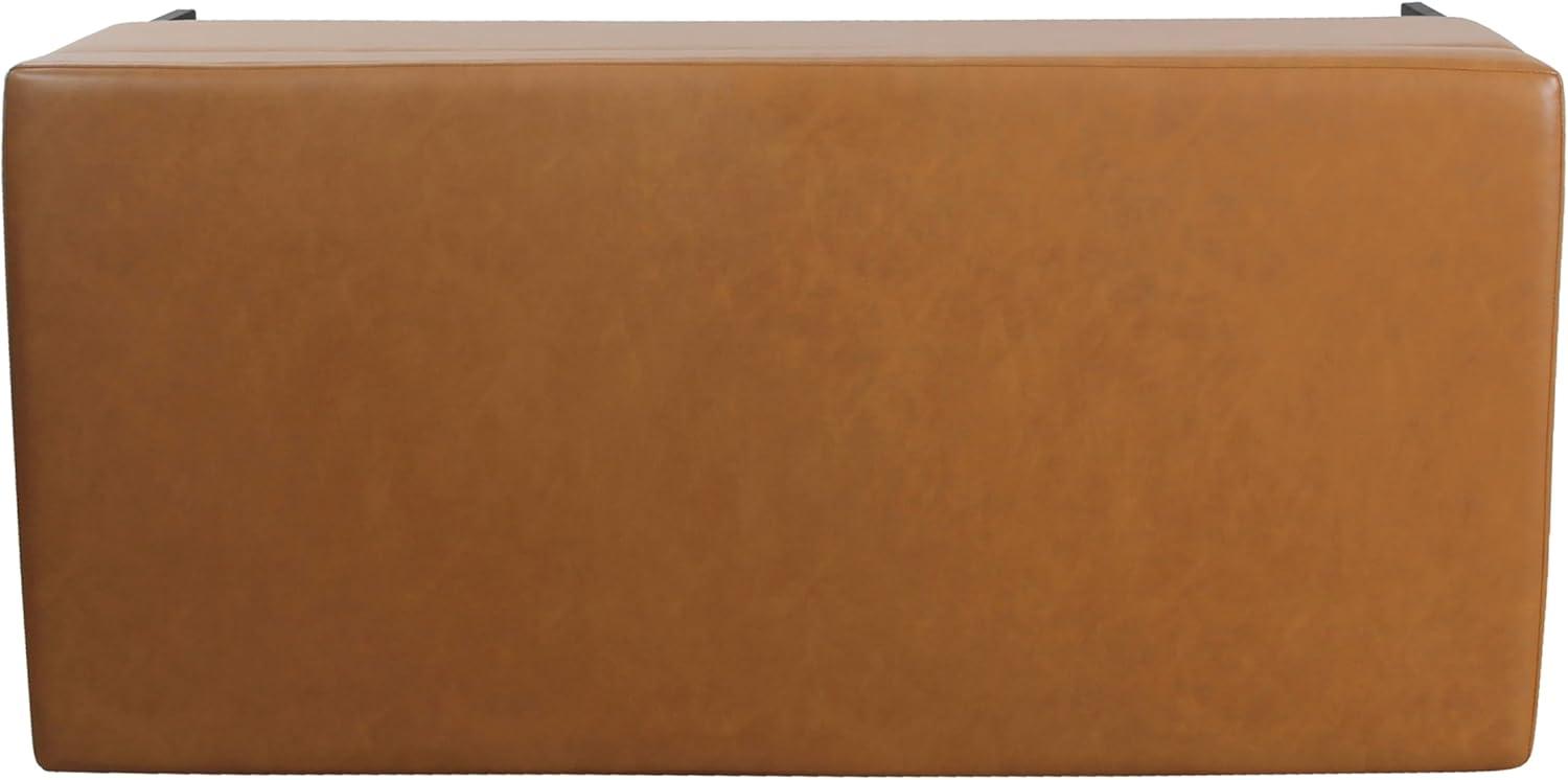 imageHomePop Upholstered Storage Bench with Metal Leg 42 W Carmel Faux LeatherBrown Faux Leather