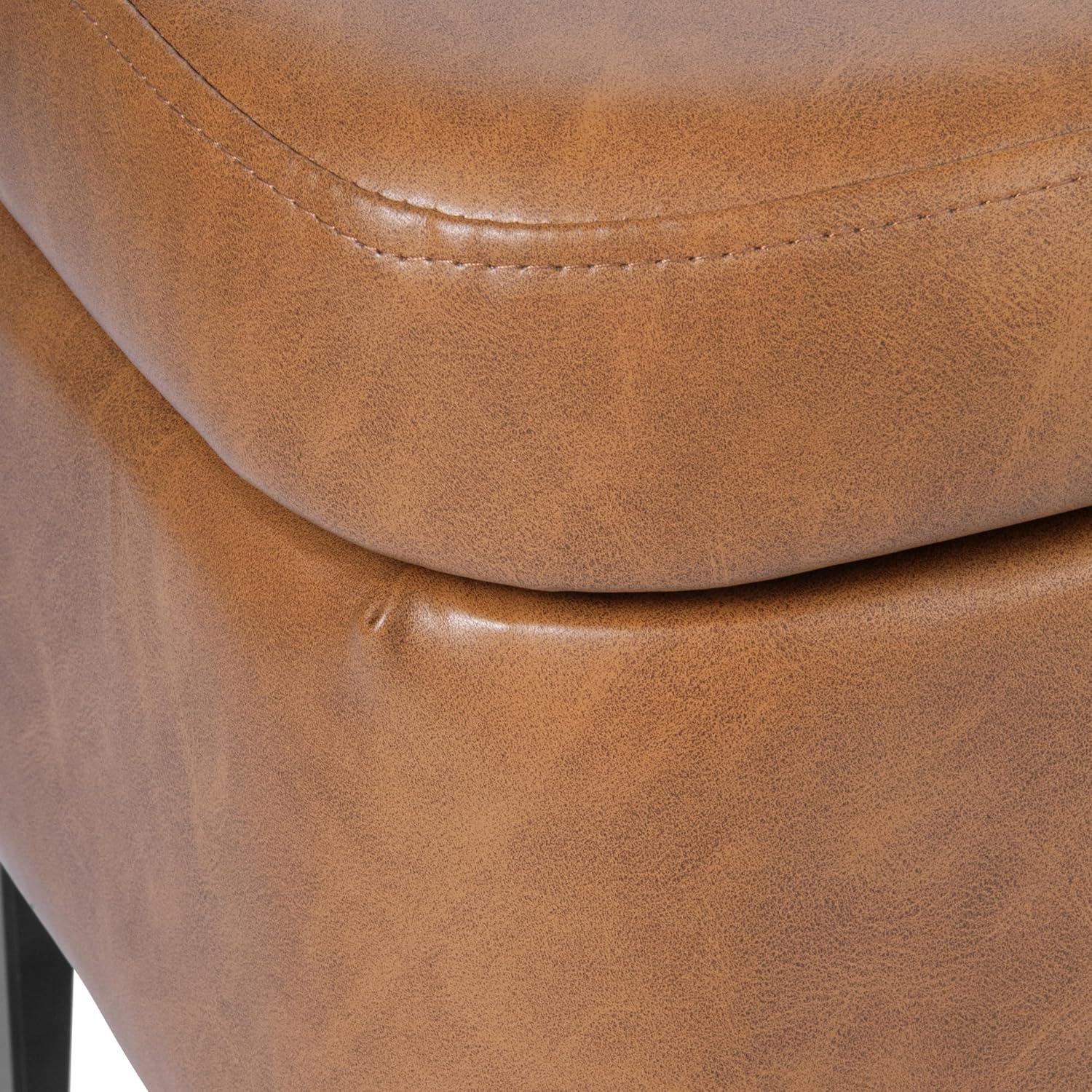 imageHomePop Upholstered Storage Bench with Metal Leg 42 W Carmel Faux LeatherCarmel Faux Leather