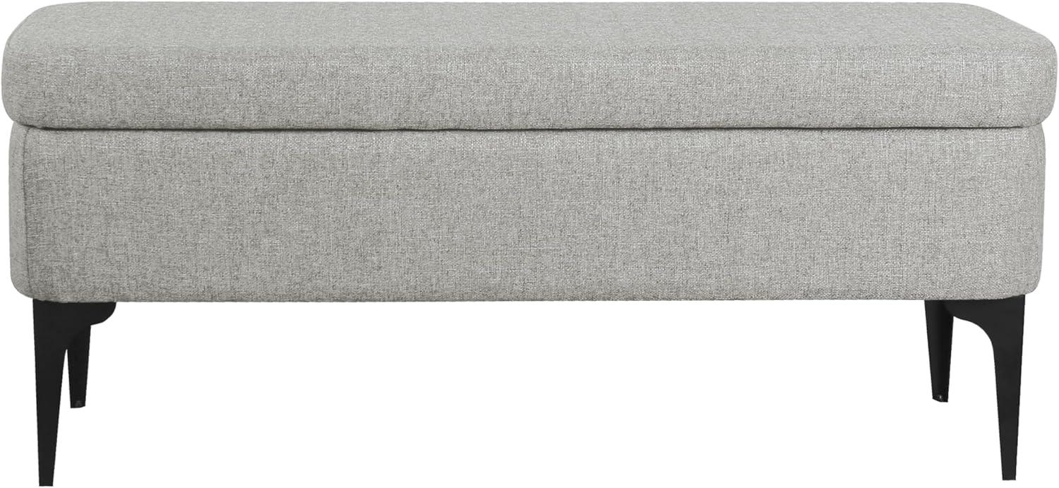 imageHomePop Upholstered Storage Bench with Metal Leg 42 W Carmel Faux LeatherCool Gray Woven