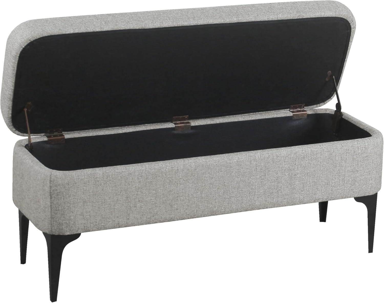 imageHomePop Upholstered Storage Bench with Metal Leg 42 W Carmel Faux LeatherCool Gray Woven
