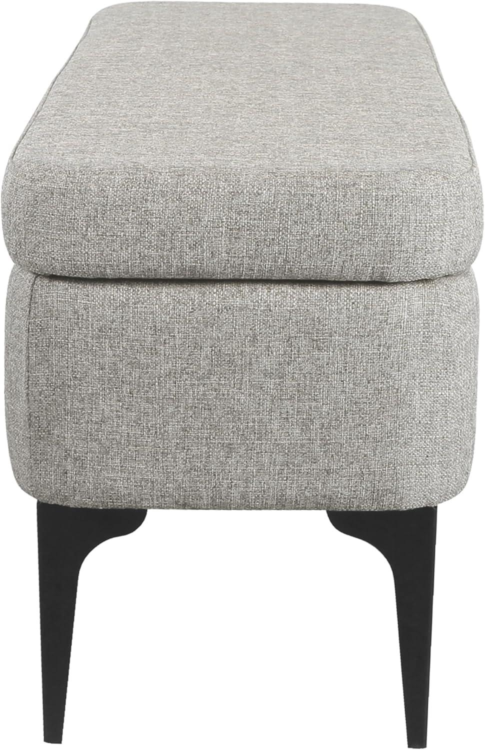 imageHomePop Upholstered Storage Bench with Metal Leg 42 W Carmel Faux LeatherCool Gray Woven