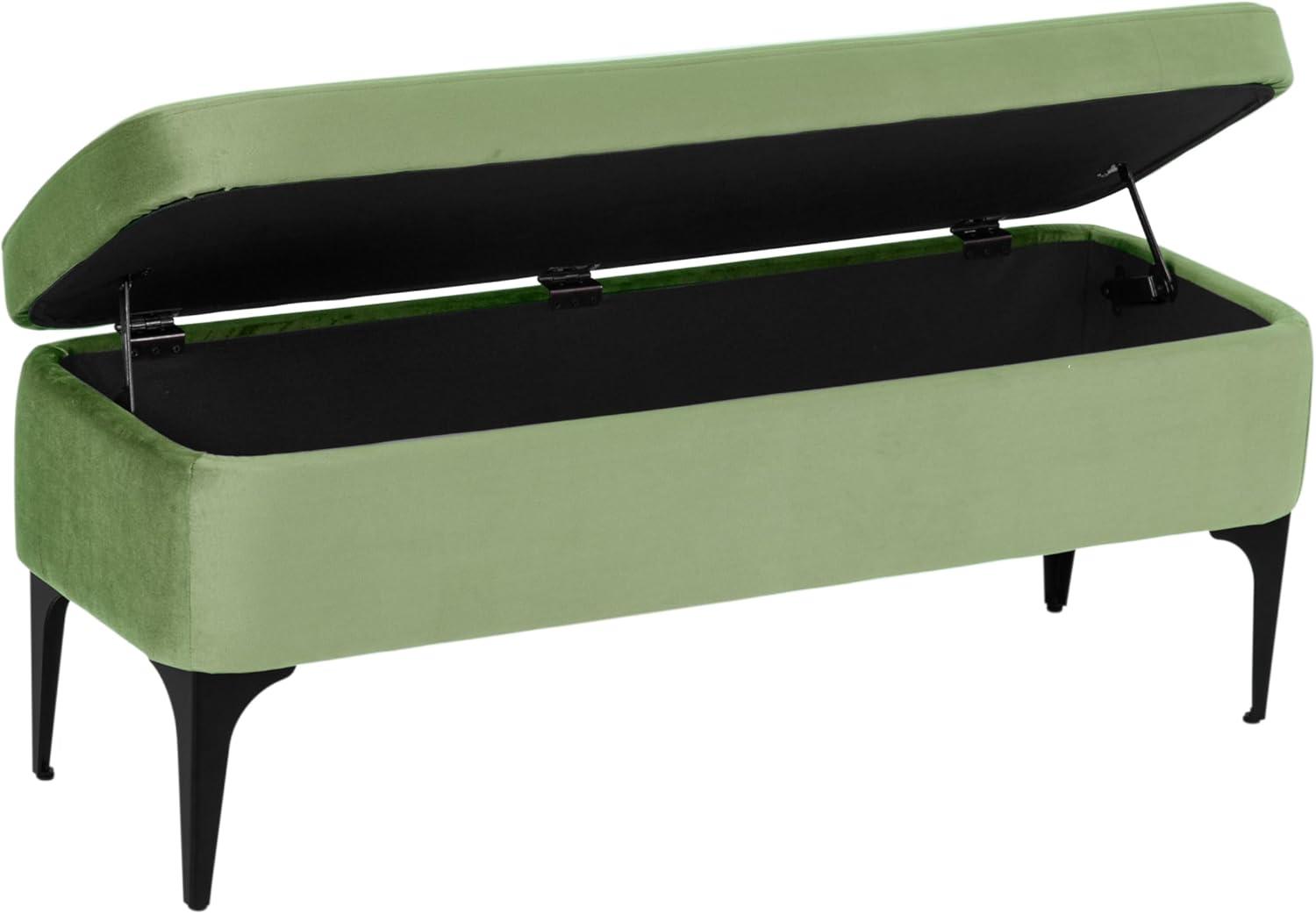 imageHomePop Upholstered Storage Bench with Metal Leg 42 W Carmel Faux LeatherGreen Velvet