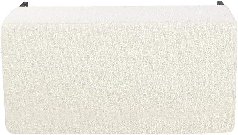 imageHomePop Upholstered Storage Bench with Metal Leg 42 W Carmel Faux LeatherOffwhite Boucle