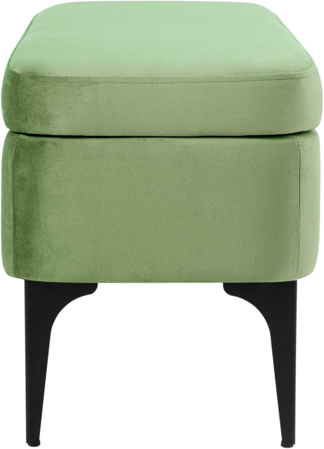 imageHomePop Upholstered Storage Bench with Metal LegHomepop Home DcorBench with Storage for Living Room amp Entryway Faux Leather BrownGreen Velvet