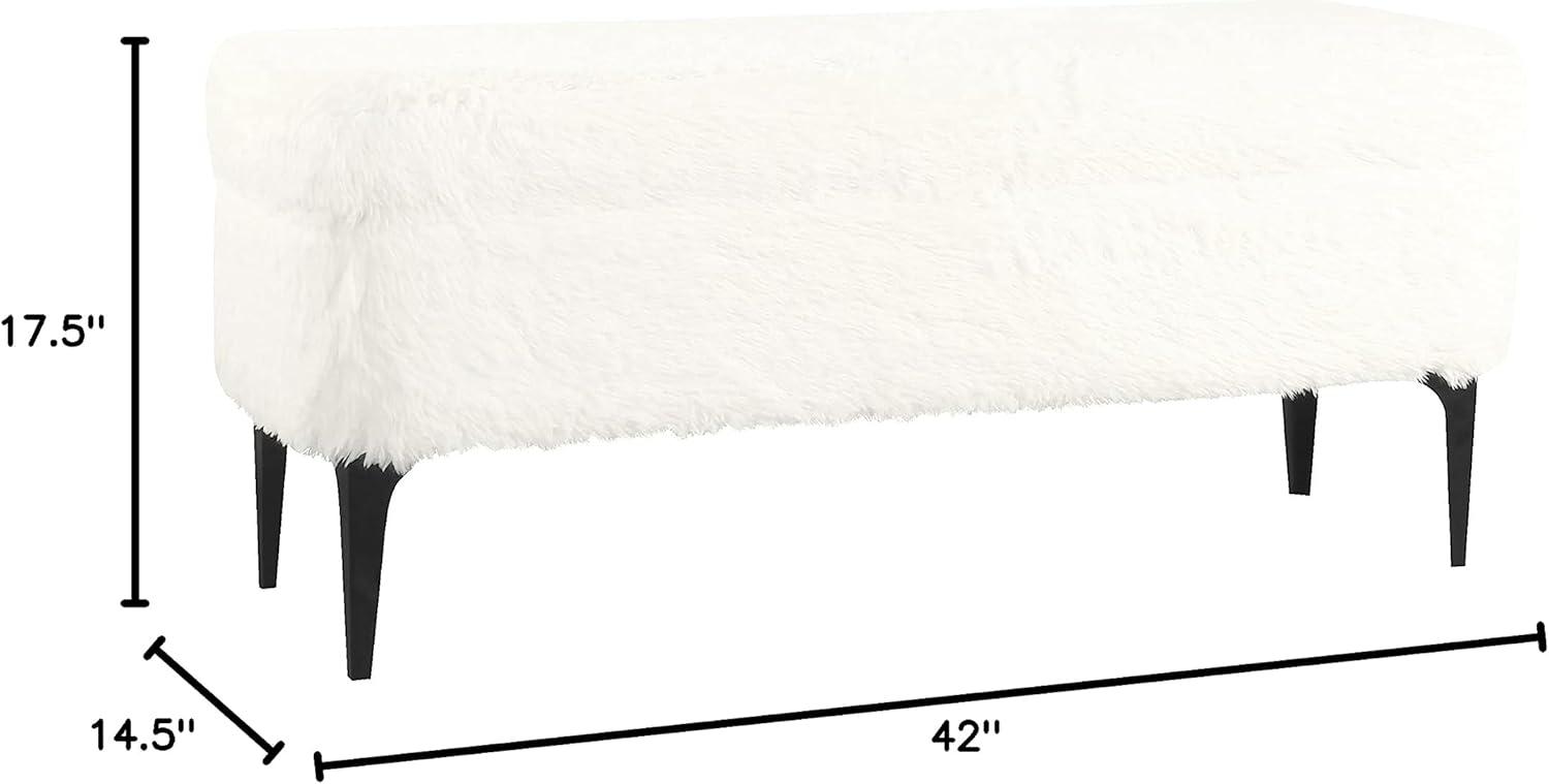 imageHomePop Upholstered Storage Bench with Metal LegHomepop Home DcorBench with Storage for Living Room amp Entryway Faux Leather BrownWhite Faux Fur