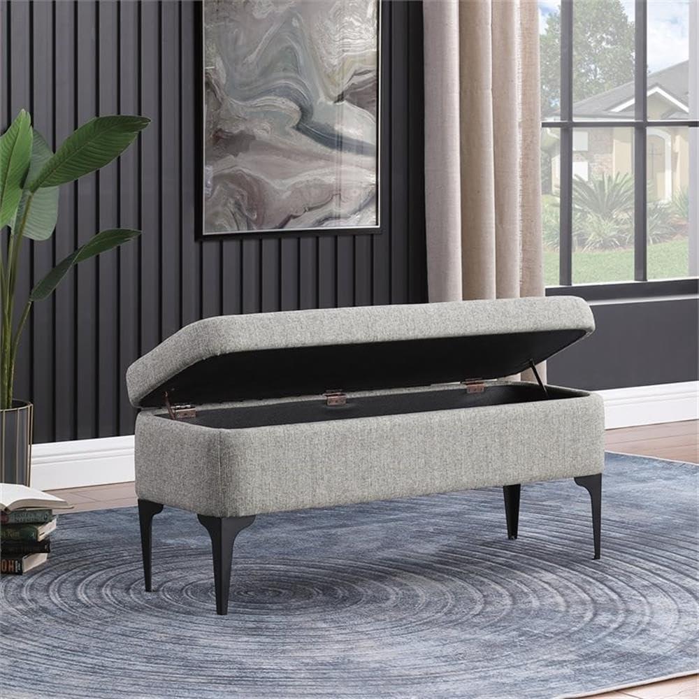 imageHomePop Upholstered Storage Bench with Metal LegHomepop Home DcorBench with Storage for Living Room amp Entryway Sustainable Gray WovenSustainable Gray Woven