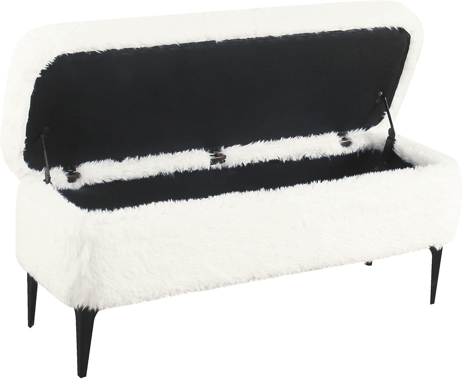 imageHomePop Upholstered Storage Bench with Metal LegHomepop Home DcorBench with Storage for Living Room amp Entryway Sustainable Gray WovenWhite Faux Fur