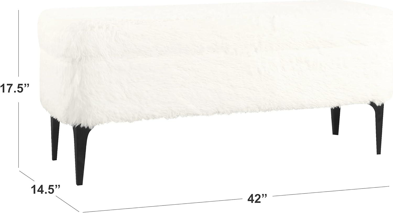 imageHomePop Upholstered Storage Bench with Metal LegHomepop Home DcorBench with Storage for Living Room amp Entryway Sustainable Gray WovenWhite Faux Fur