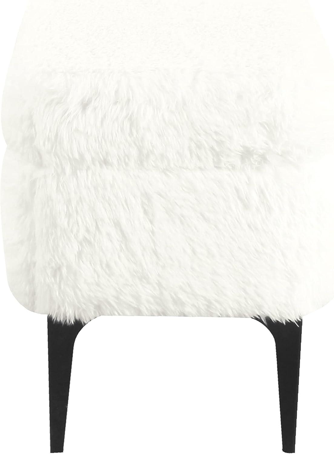 imageHomePop Upholstered Storage Bench with Metal LegHomepop Home DcorBench with Storage for Living Room amp Entryway Sustainable Gray WovenWhite Faux Fur