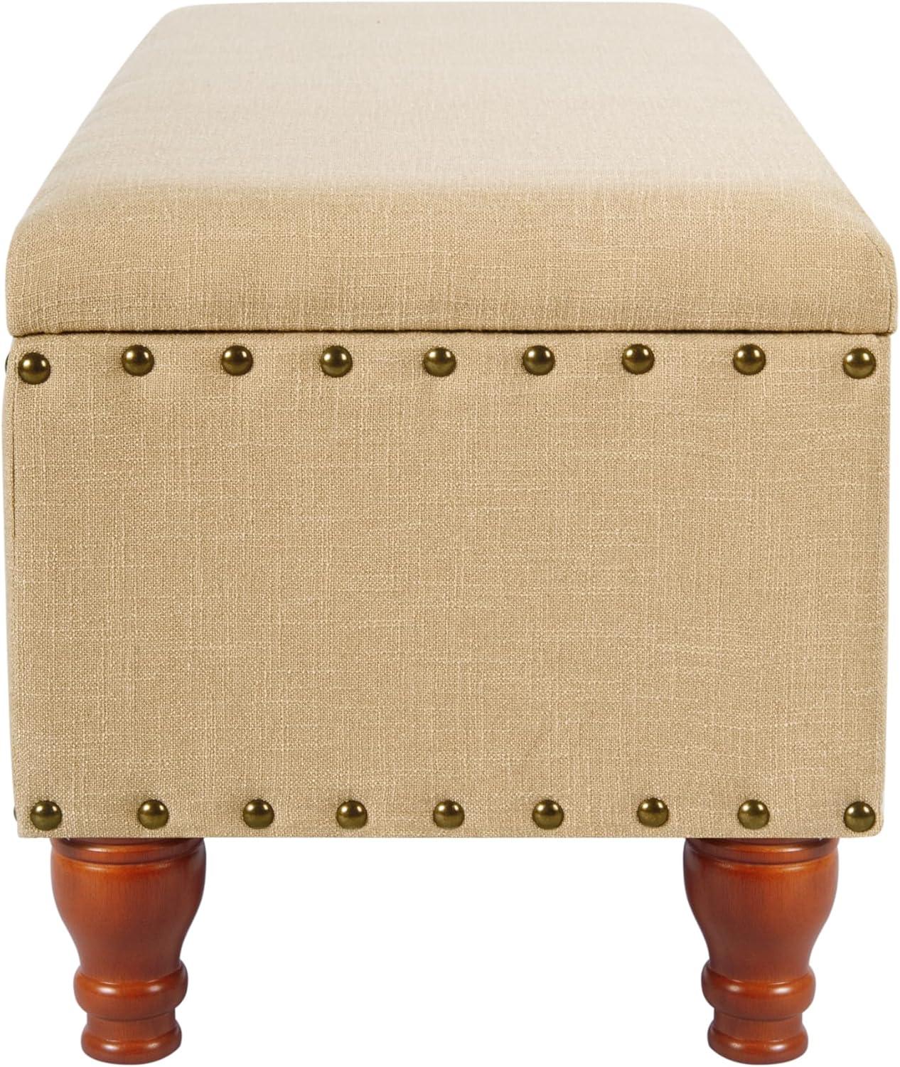 imageHomePop Upholstered Storage Bench with Nailhead Trim TaupeCreamBeige