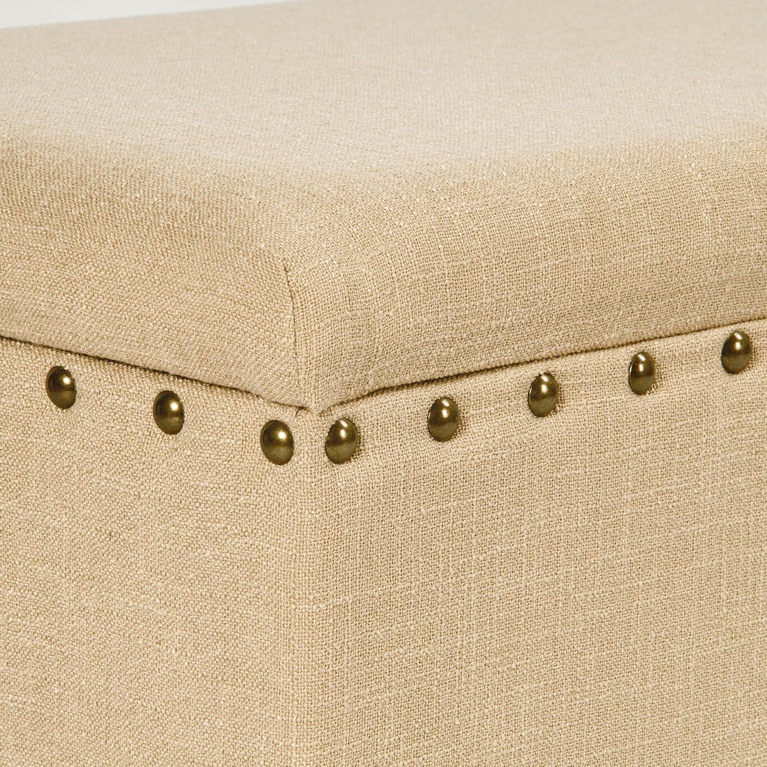 imageHomePop Upholstered Storage Bench with Nailhead Trim TaupeCreamBeige