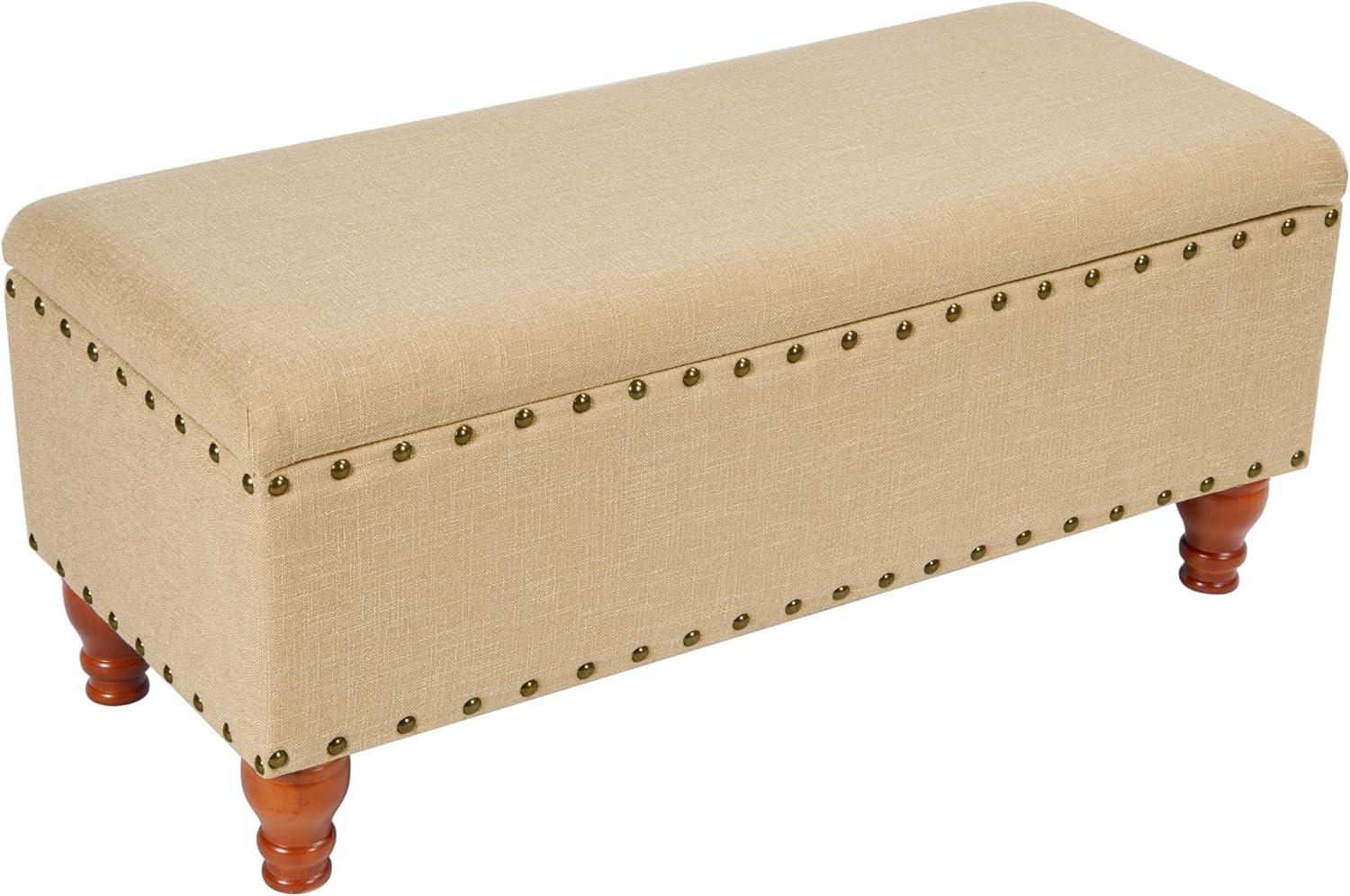 imageHomePop Upholstered Storage Bench with Nailhead Trim TaupeCreamBeige