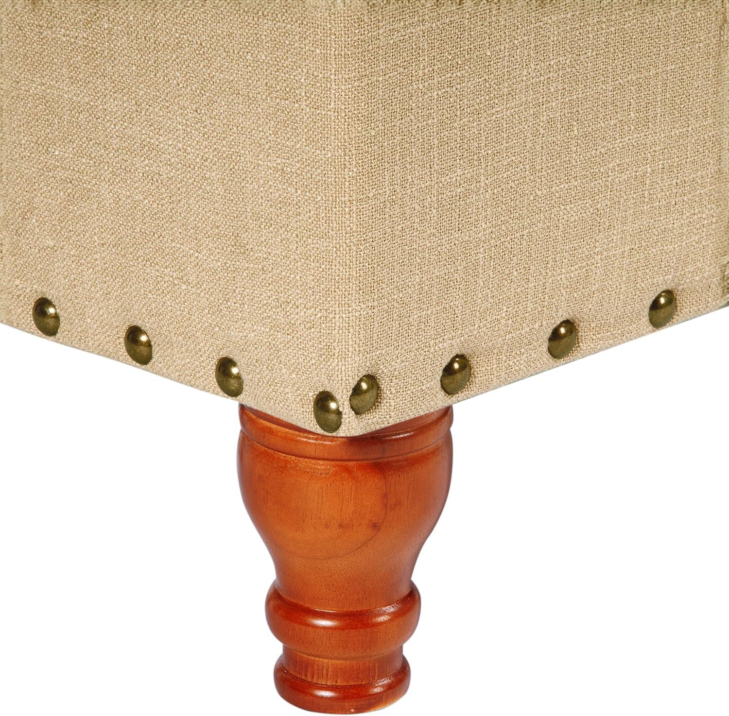 imageHomePop Upholstered Storage Bench with Nailhead Trim TaupeCreamBeige