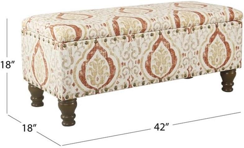 imageHomePop Upholstered Storage Bench with Nailhead Trim TaupeCreamOrangeCream