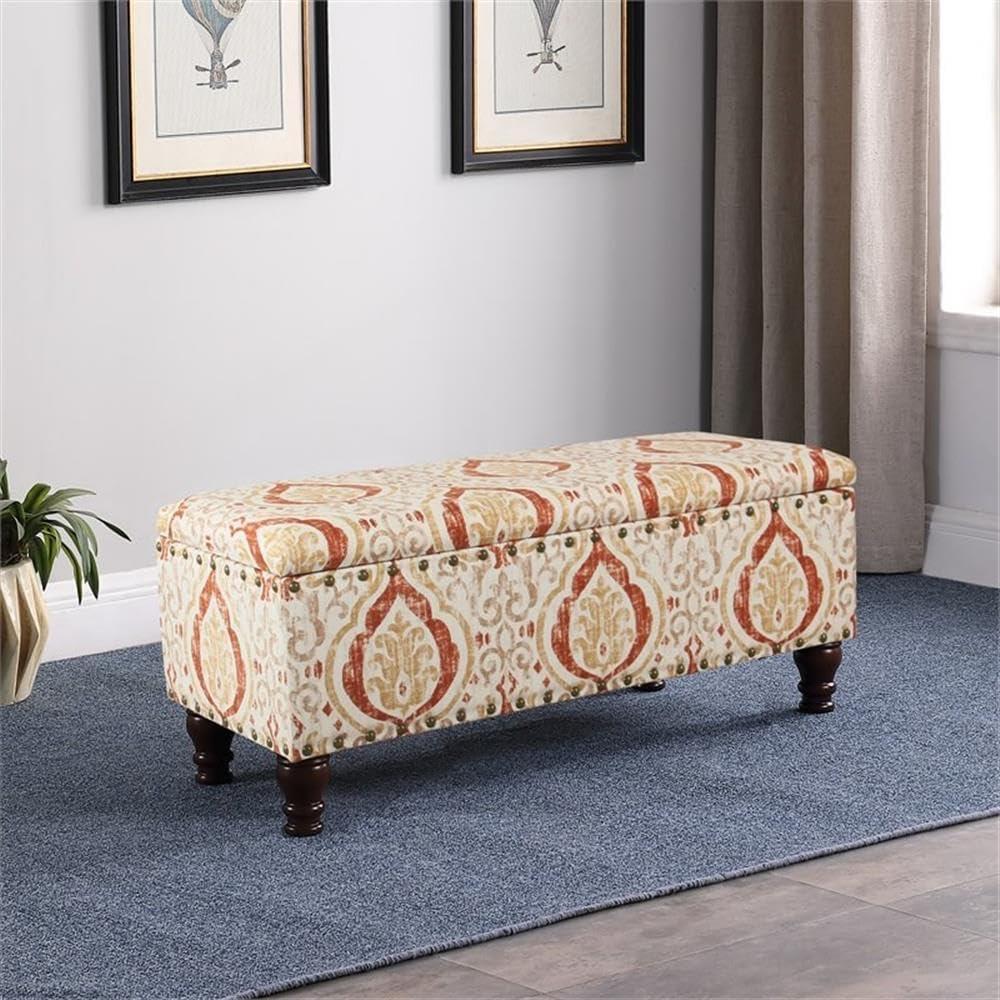 imageHomePop Upholstered Storage Bench with Nailhead Trim TaupeCreamOrangeCream