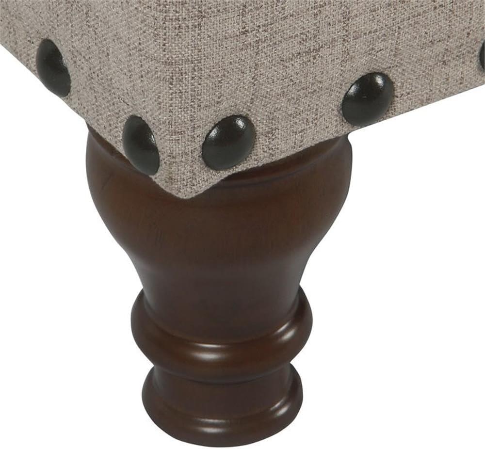 imageHomePop Upholstered Storage Bench with Nailhead Trim TaupeCreamTan