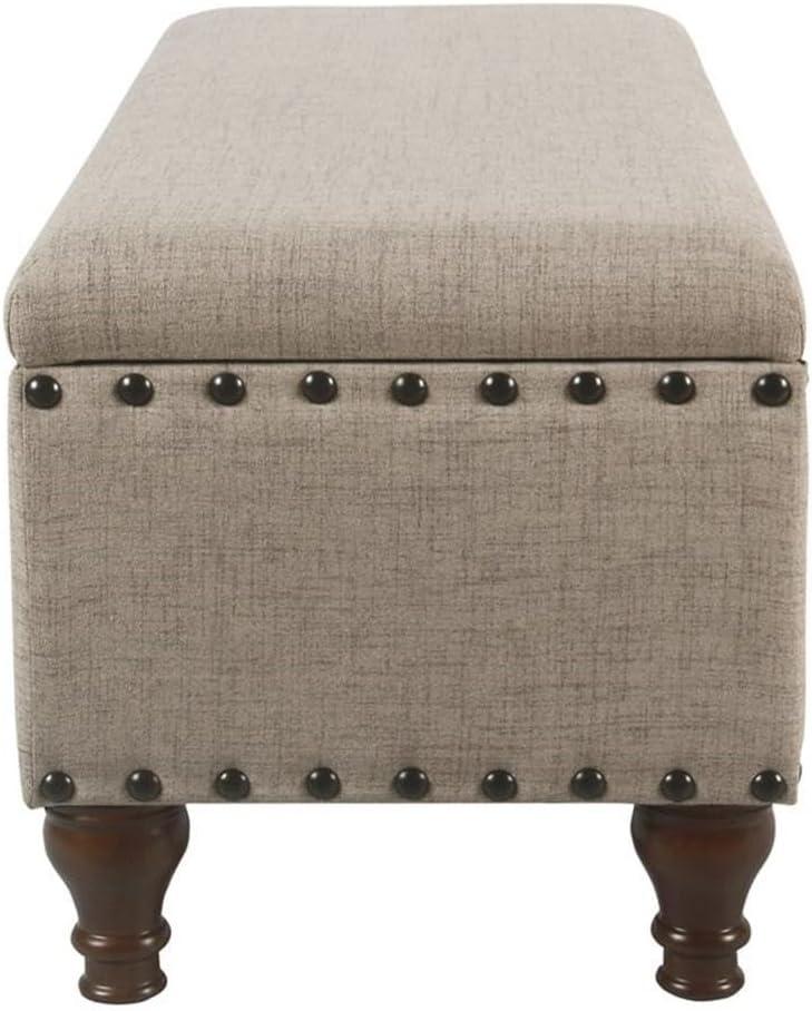 imageHomePop Upholstered Storage Bench with Nailhead Trim TaupeCreamTan