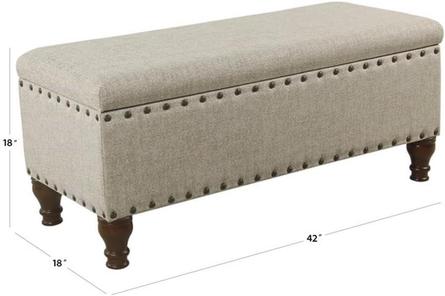 imageHomePop Upholstered Storage Bench with Nailhead Trim TaupeCreamTaupe Cream