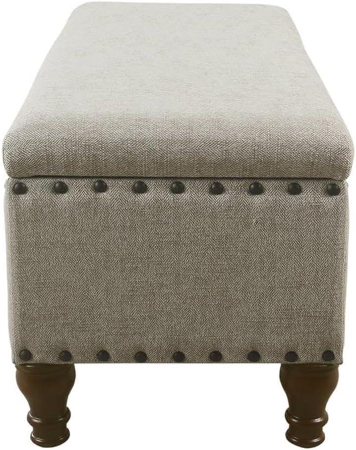 imageHomePop Upholstered Storage Bench with Nailhead Trim TaupeCreamTaupe Cream