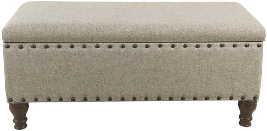 imageHomePop Upholstered Storage Bench with Nailhead Trim TaupeCreamTaupe Cream