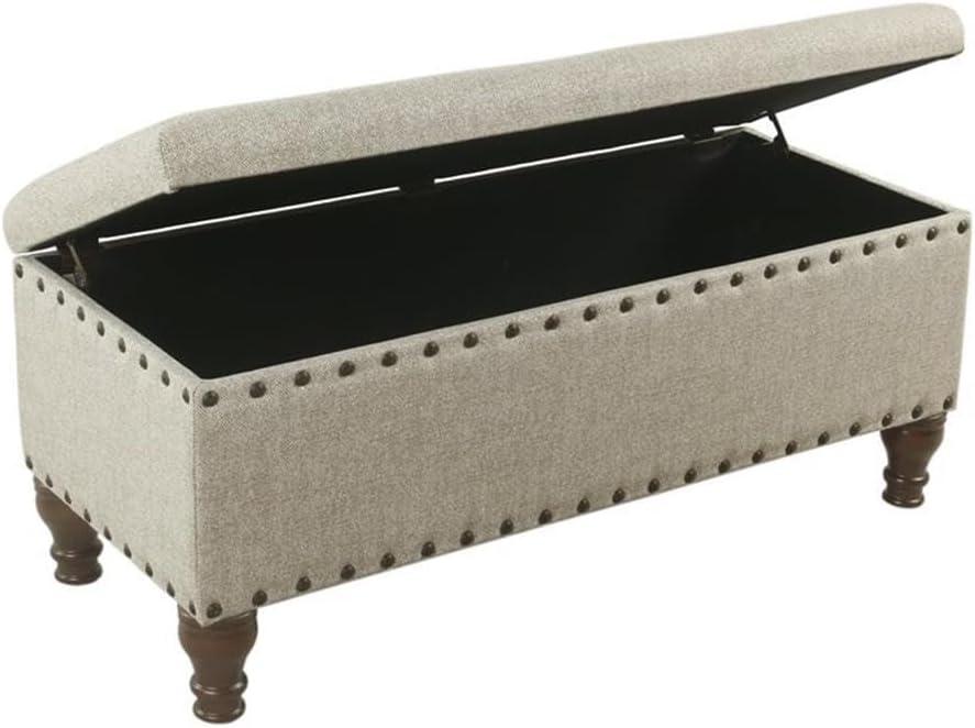 imageHomePop Upholstered Storage Bench with Nailhead Trim TaupeCreamTaupe Cream