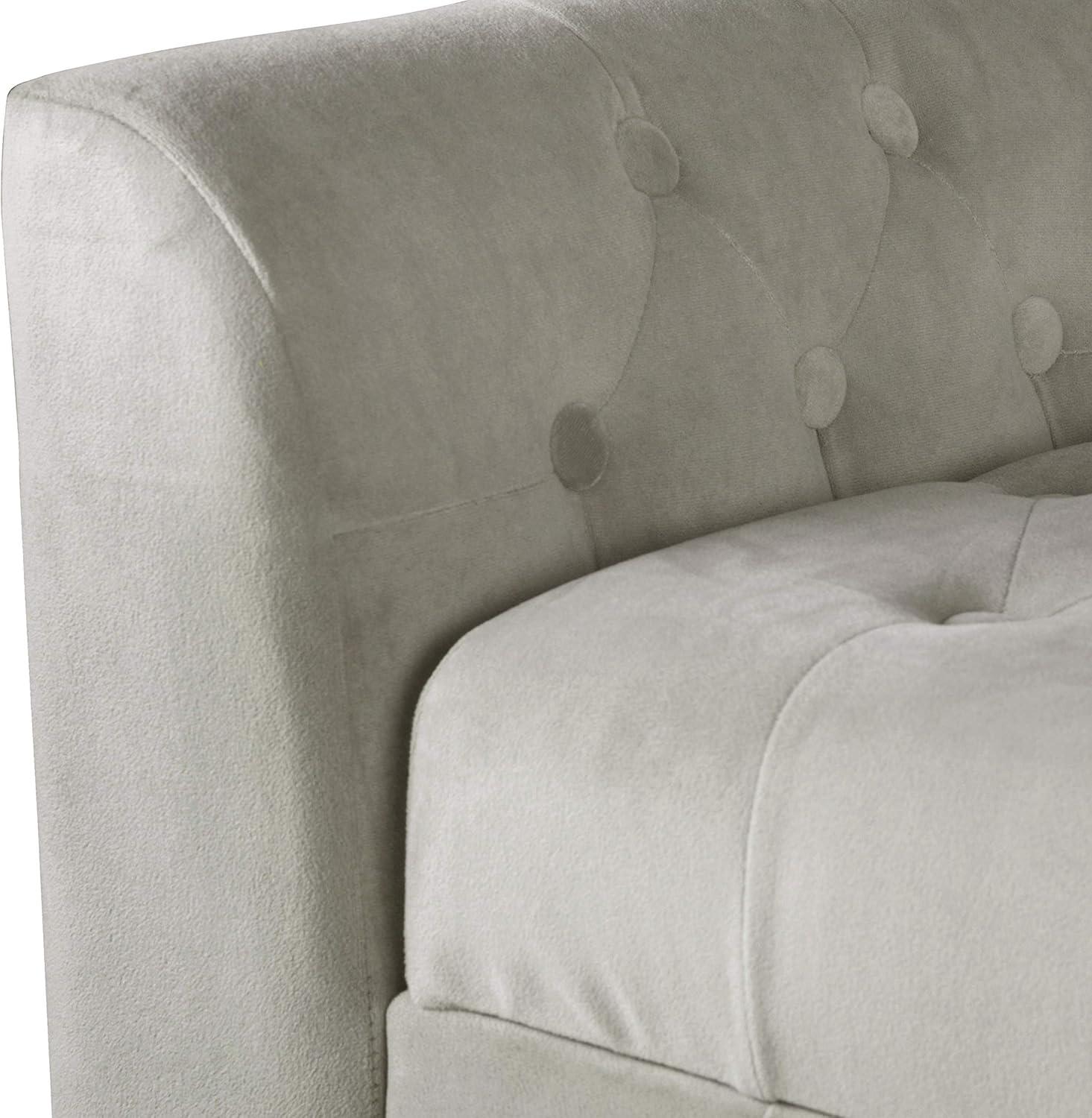 imageHomePop Velvet Tufted Storage Bench Settee with Hinged Lid Grey
