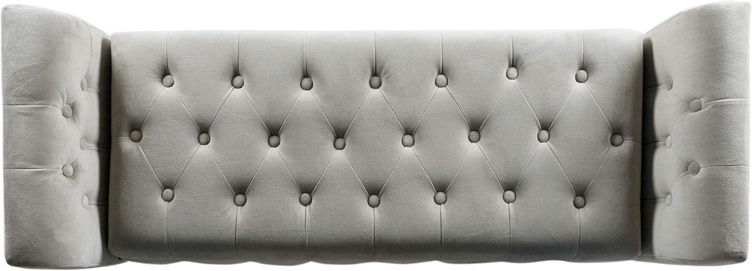 imageHomePop Velvet Tufted Storage Bench Settee with Hinged Lid Grey