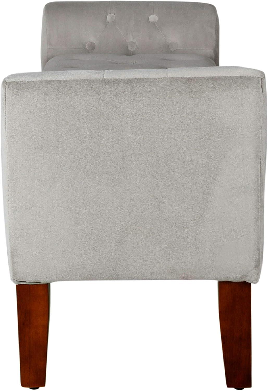 imageHomePop Velvet Tufted Storage Bench Settee with Hinged Lid Grey