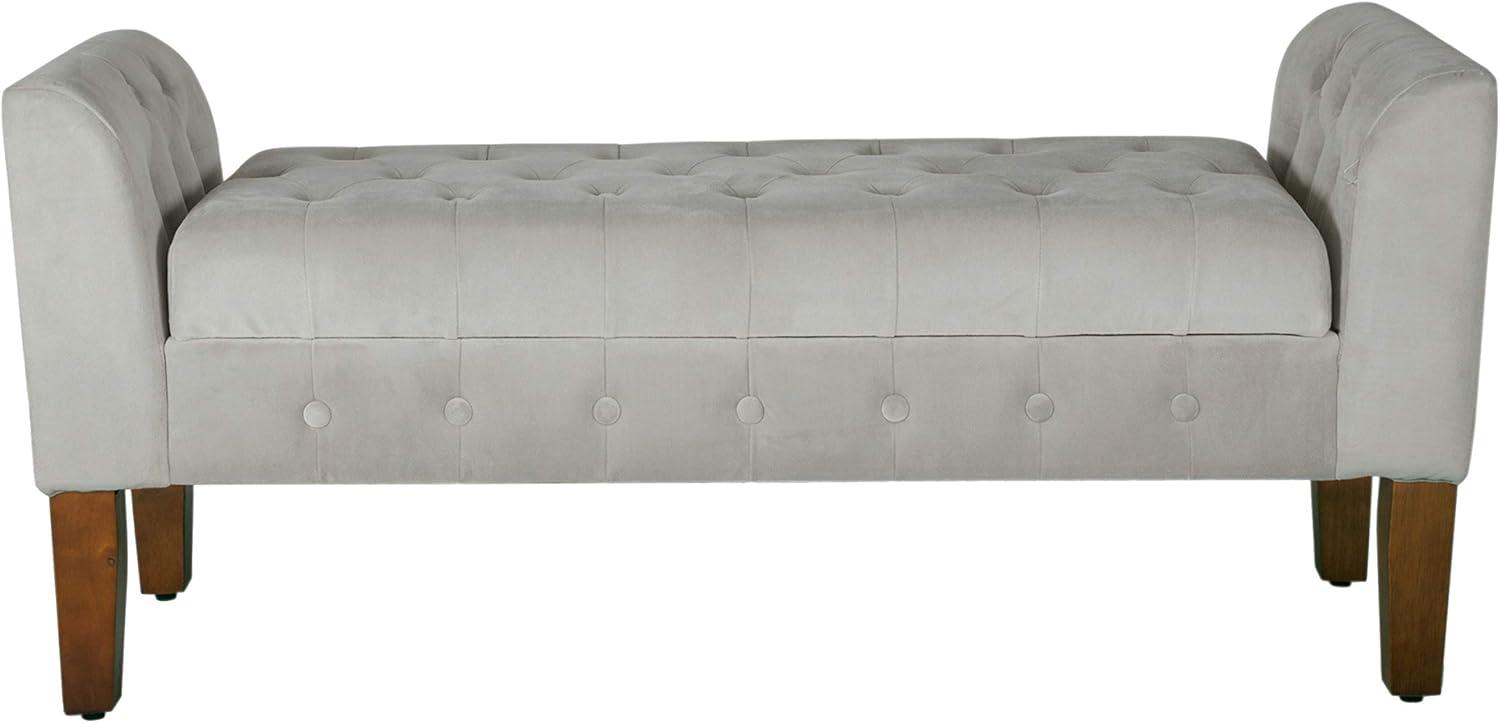 imageHomePop Velvet Tufted Storage Bench Settee with Hinged Lid Grey