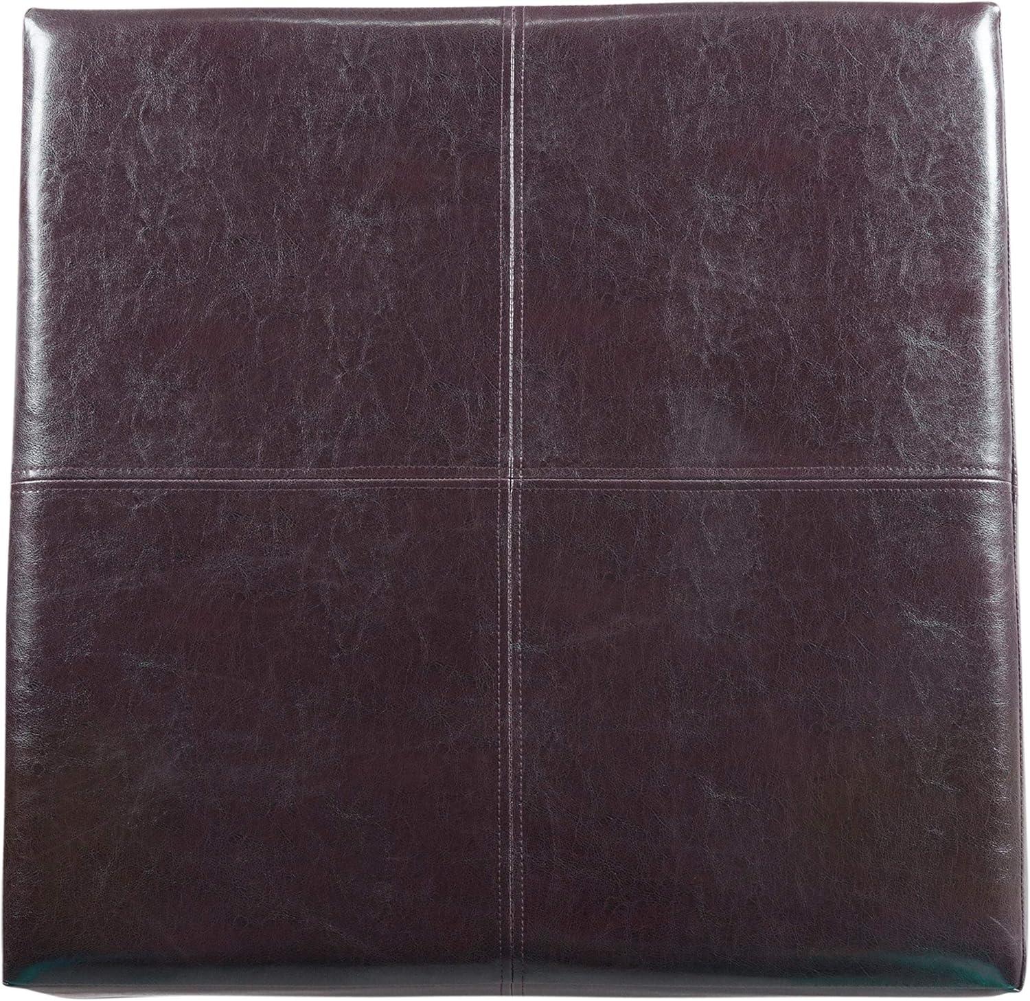 imageHomePop Woven Square Storage Ottoman with Wood Legs Linen TanBrown
