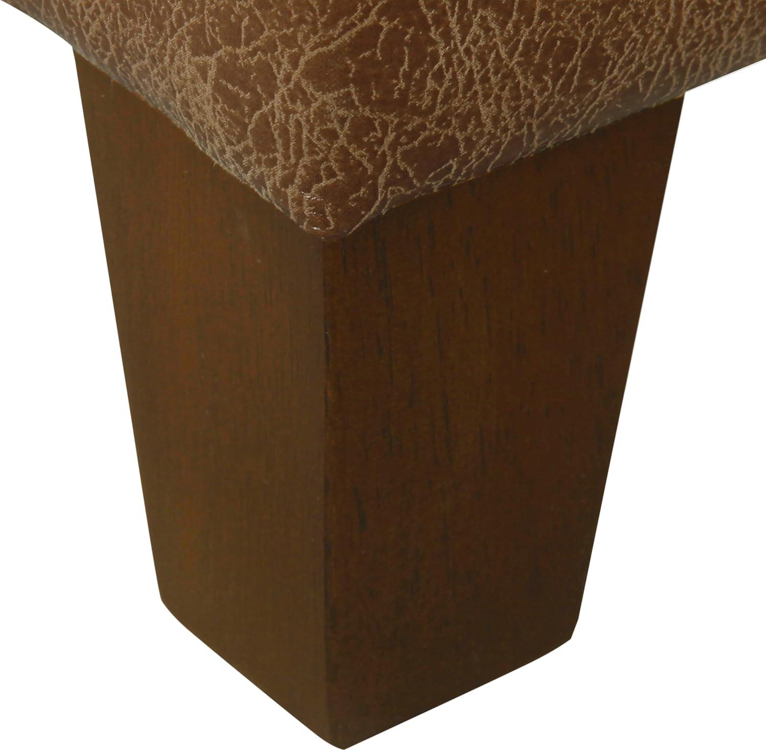 imageHomePop Woven Square Storage Ottoman with Wood Legs Linen TanDistressed Brown Faux Leather