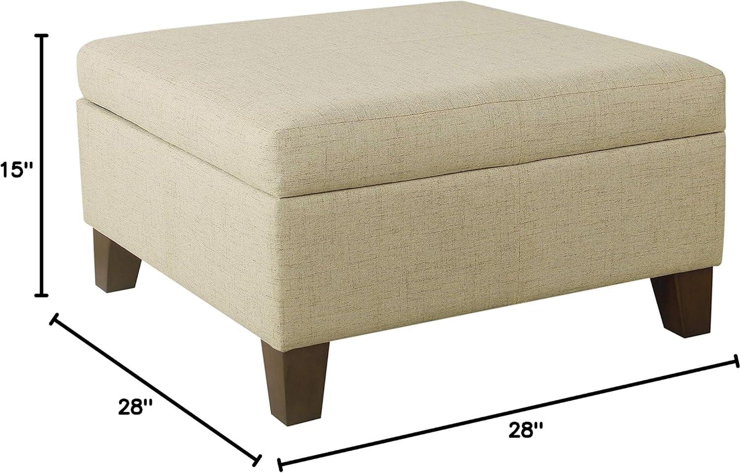 imageHomePop Woven Square Storage Ottoman with Wood Legs Linen TanLinenlike Tan