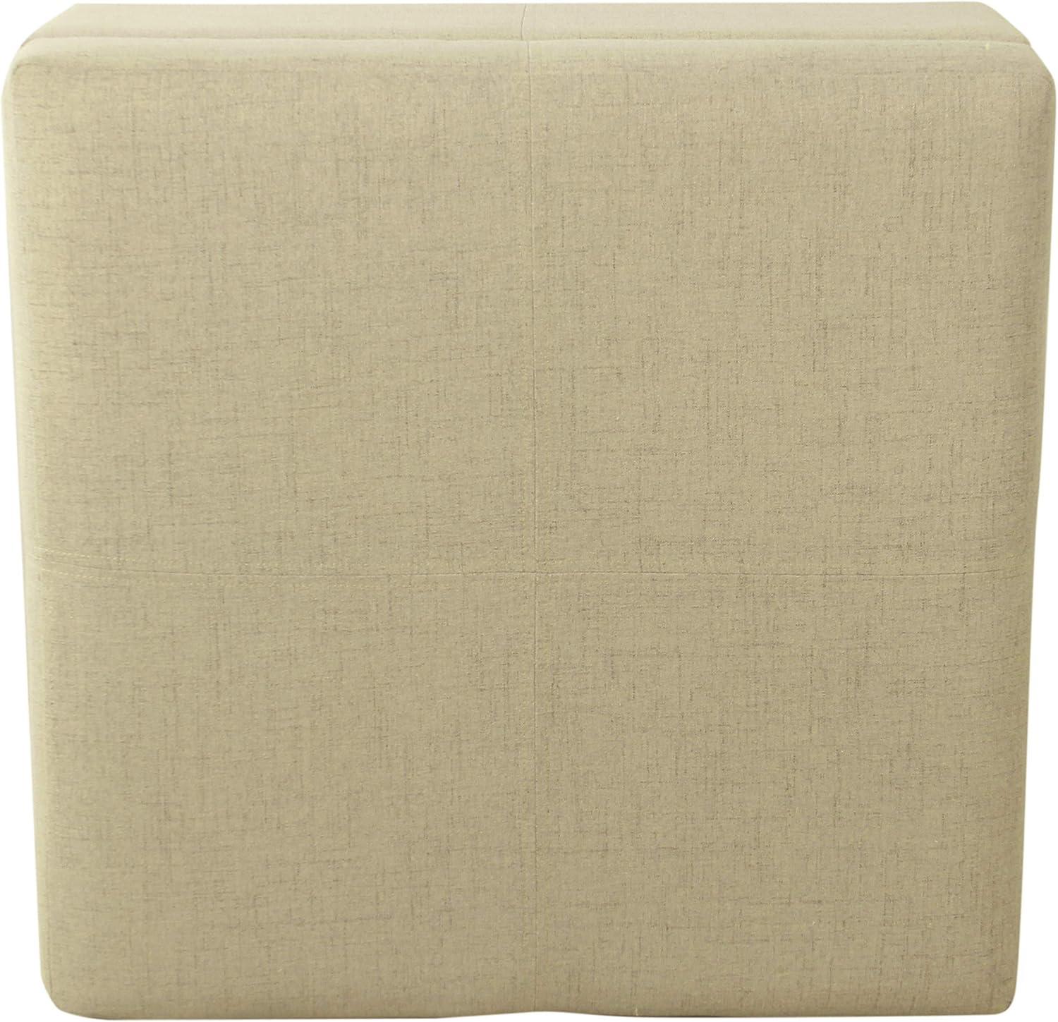 imageHomePop Woven Square Storage Ottoman with Wood Legs Linen TanLinenlike Tan