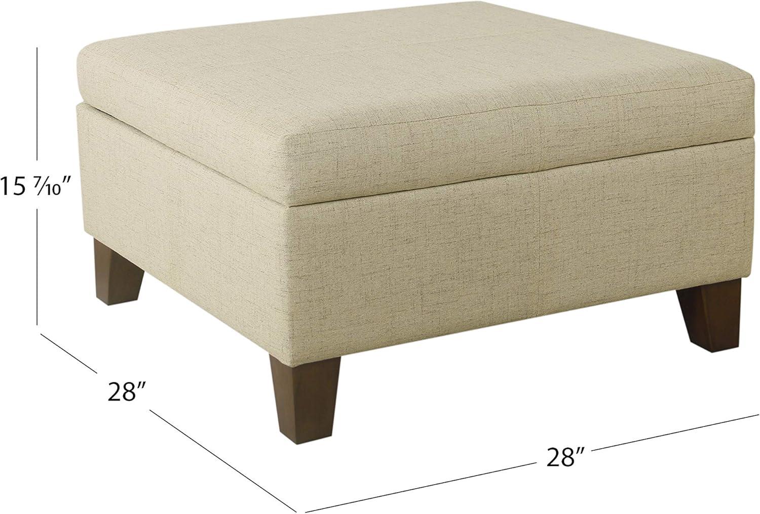 imageHomePop Woven Square Storage Ottoman with Wood Legs Linen TanLinenlike Tan