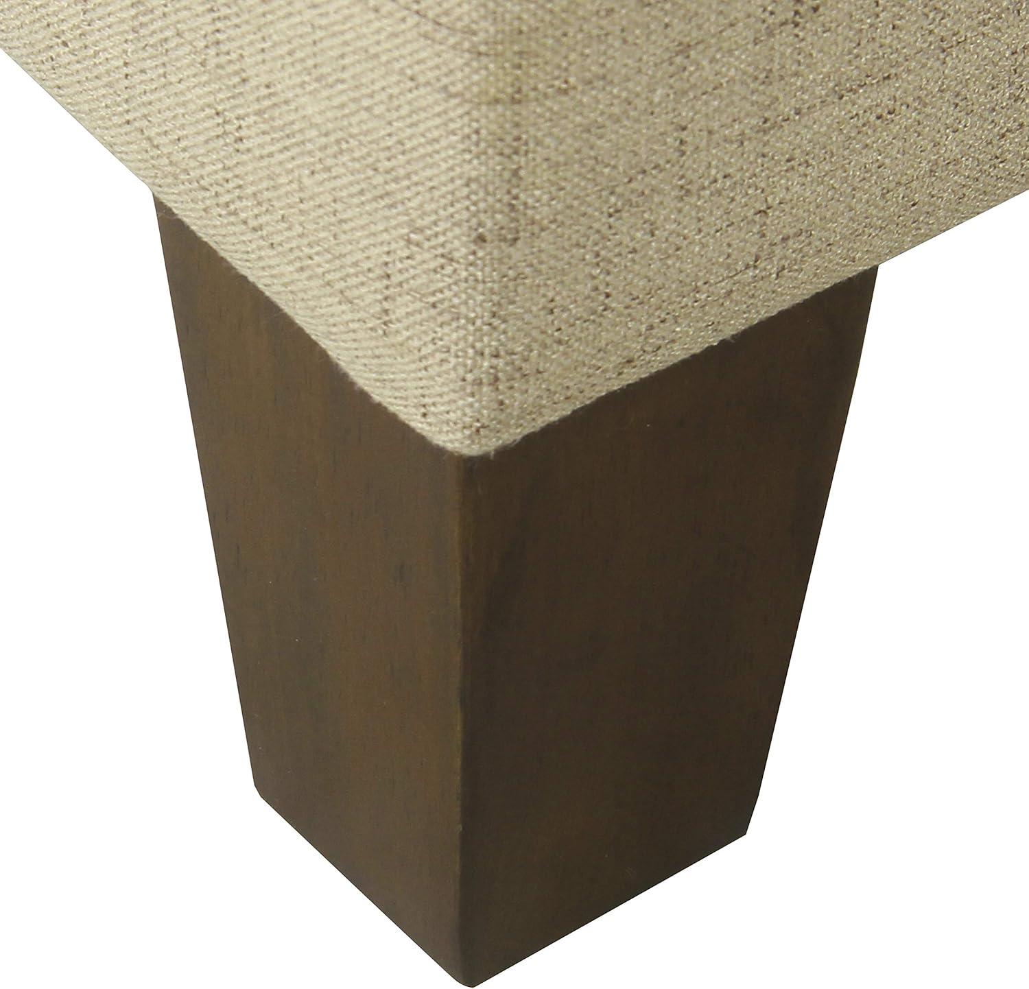imageHomePop Woven Square Storage Ottoman with Wood Legs Linen TanLinenlike Tan