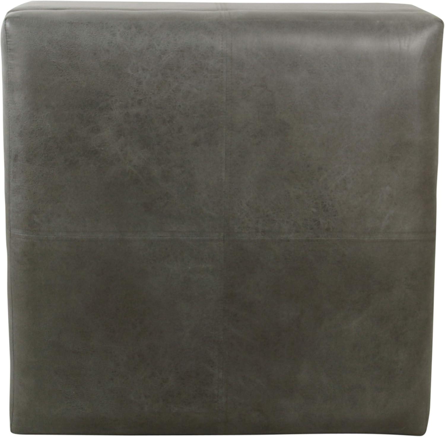 imageHomePop Woven Square Storage Ottoman with Wood Legs Linen TanPewter Gray
