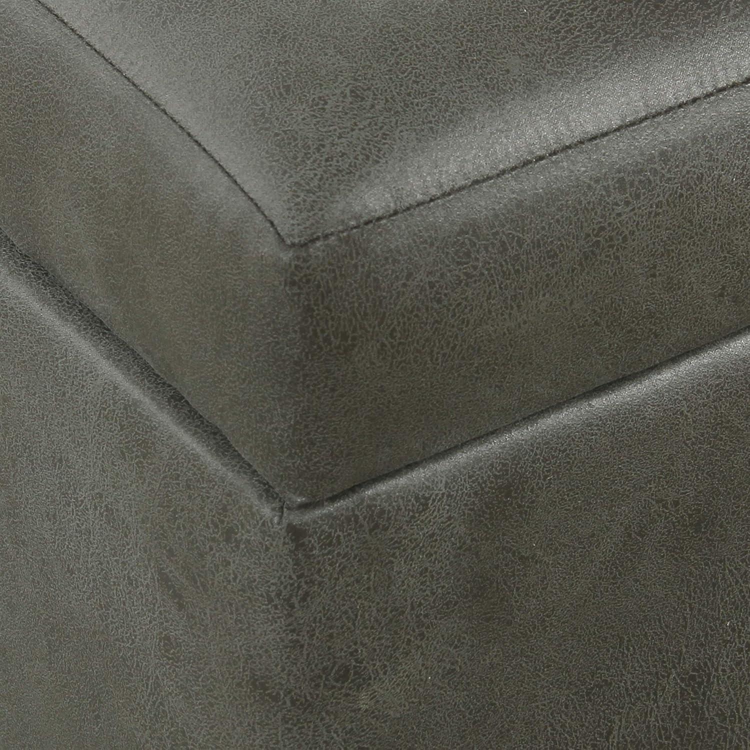 imageHomePop Woven Square Storage Ottoman with Wood Legs Linen TanPewter Gray