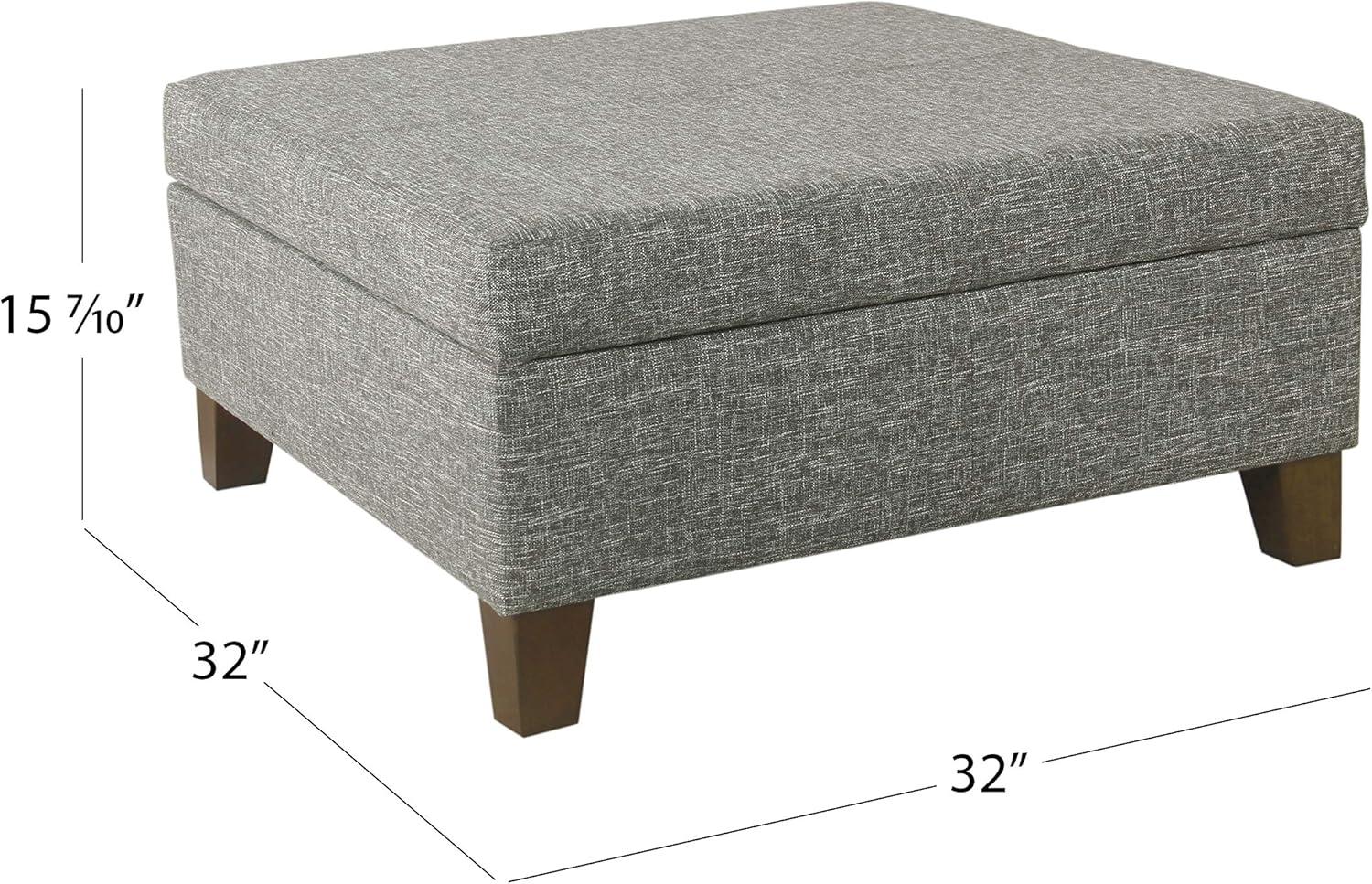 imageHomePop Woven Square Storage Ottoman with Wood Legs Linen TanSlate Gray