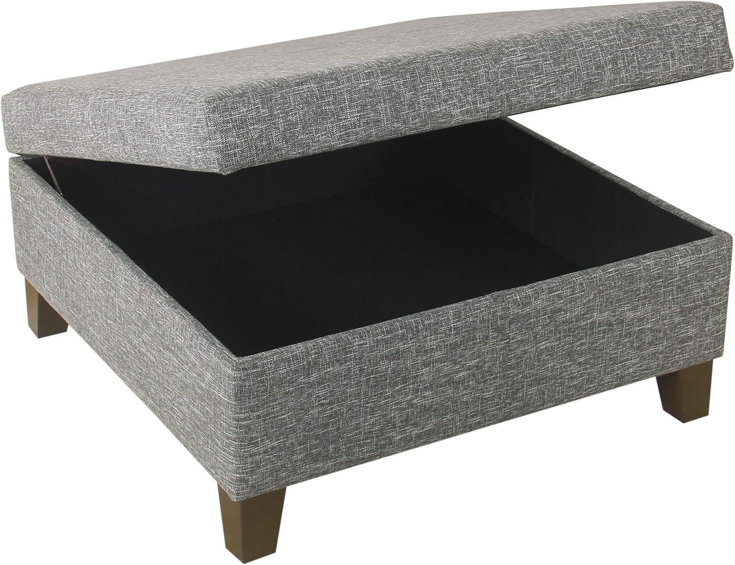 imageHomePop Woven Square Storage Ottoman with Wood Legs Linen TanSlate Gray