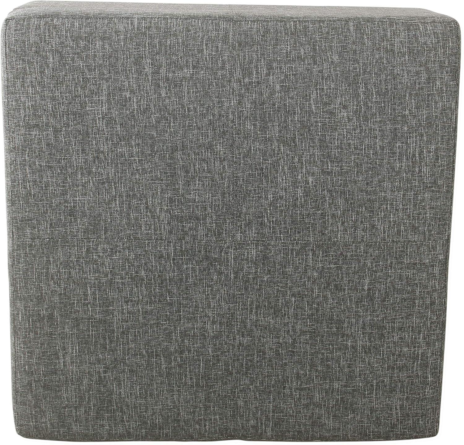 imageHomePop Woven Square Storage Ottoman with Wood Legs Linen TanSlate Gray