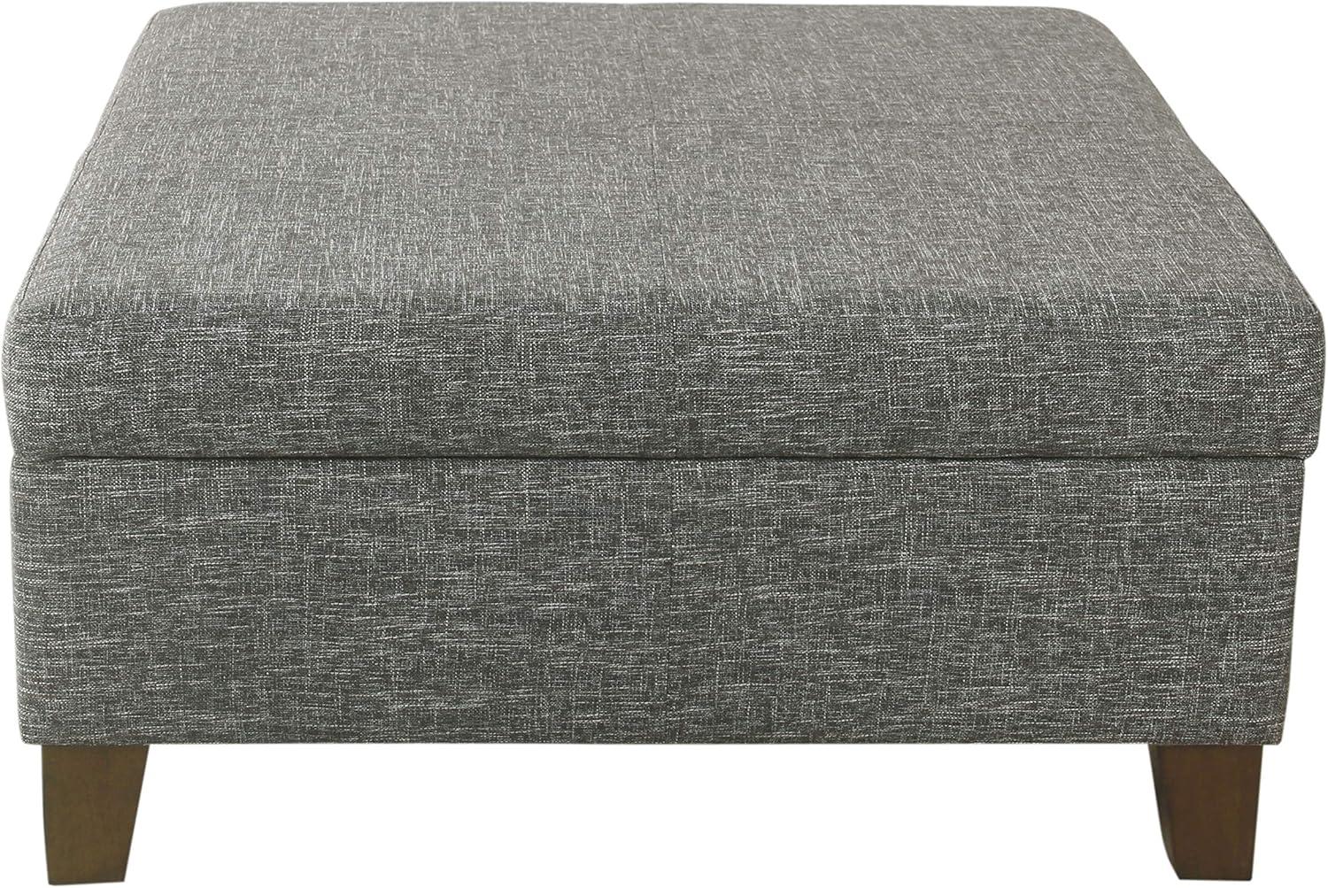 imageHomePop Woven Square Storage Ottoman with Wood Legs Linen TanSlate Gray