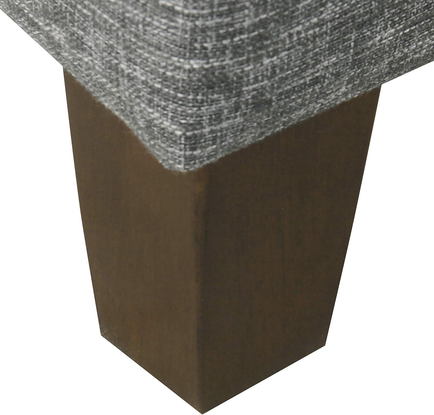 imageHomePop Woven Square Storage Ottoman with Wood Legs Linen TanSlate Gray