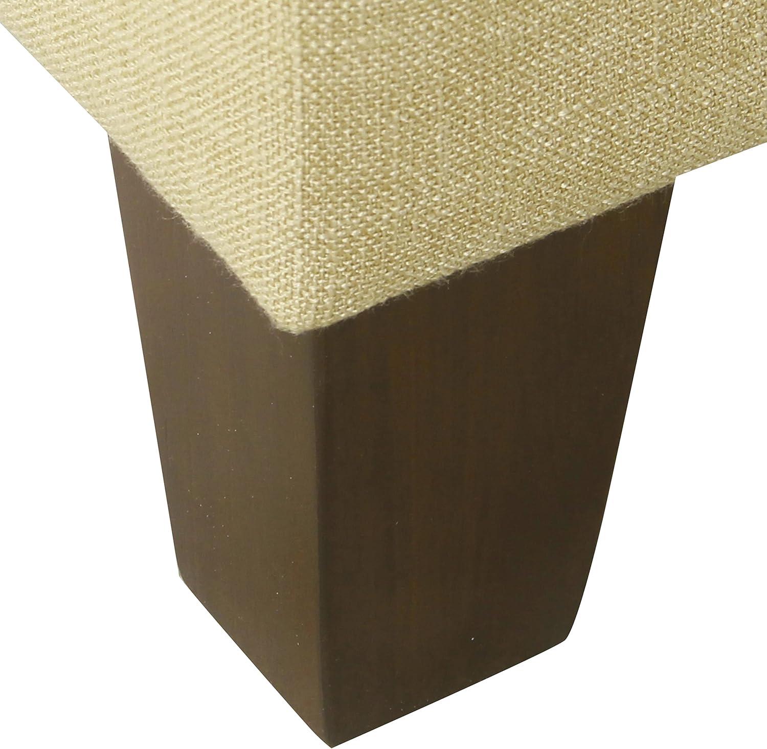 imageHomePop Woven Square Storage Ottoman with Wood Legs Linen TanTan