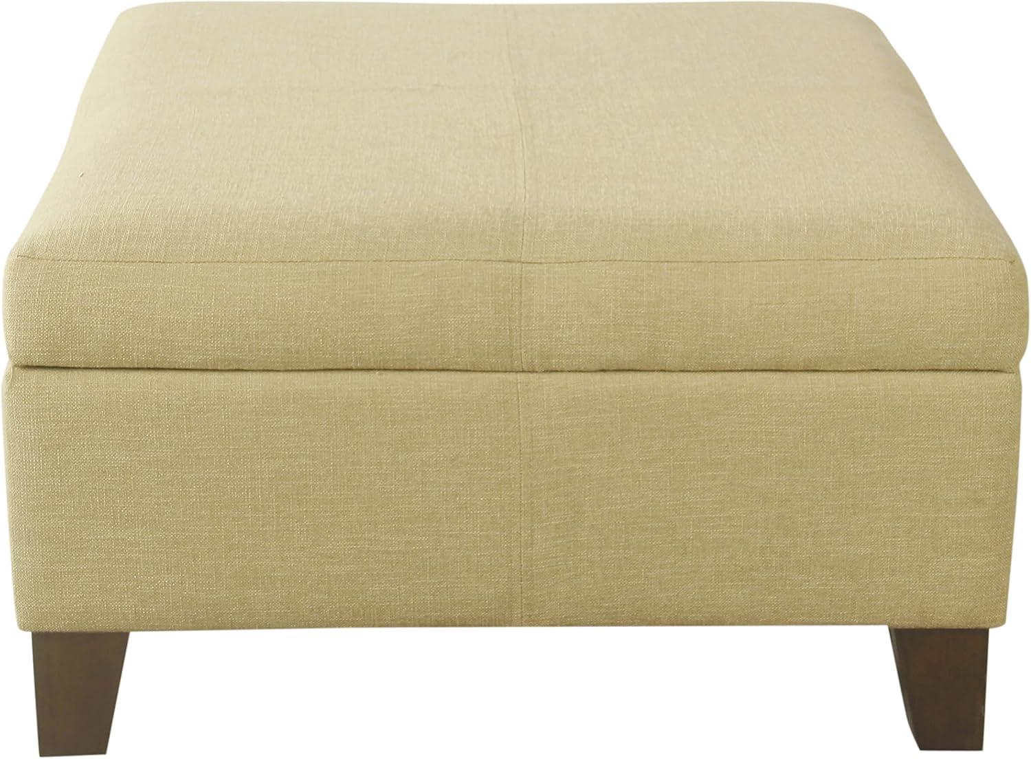 imageHomePop Woven Square Storage Ottoman with Wood Legs Linen TanTan