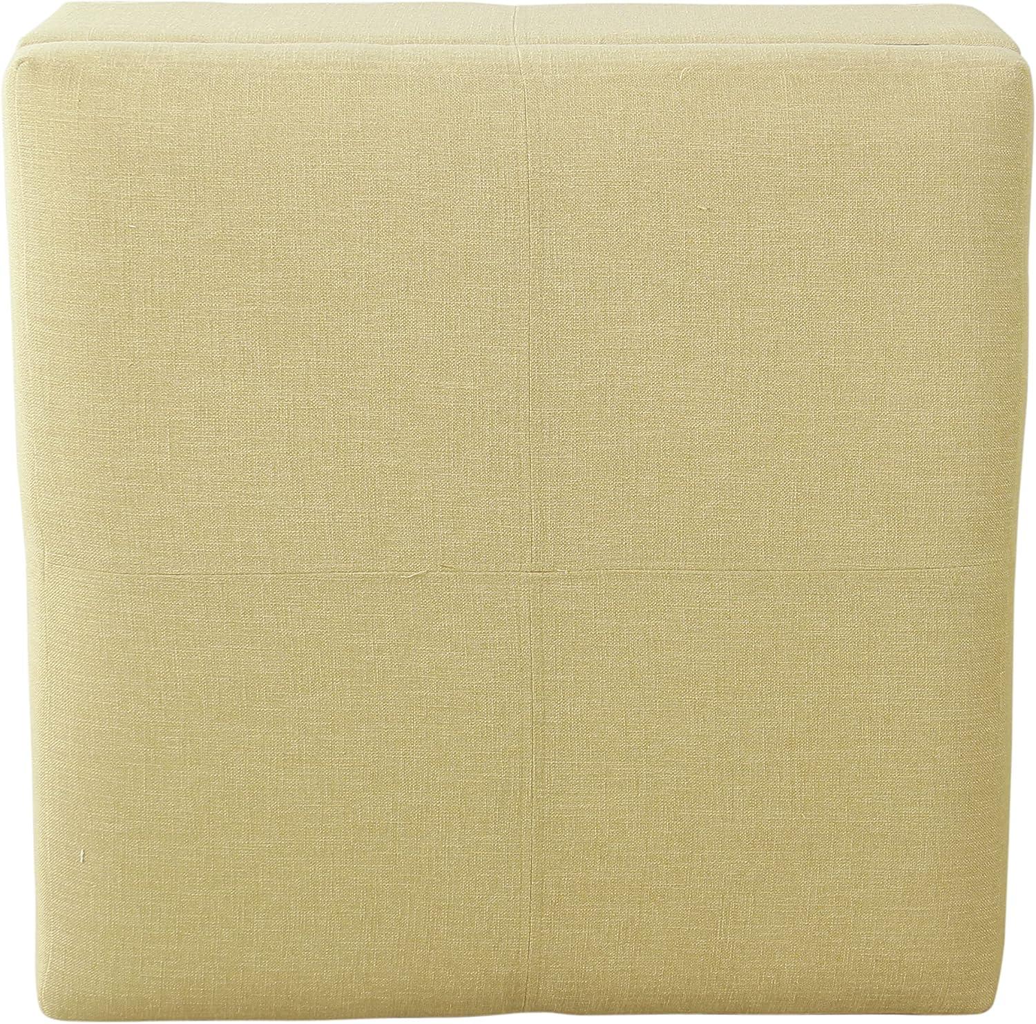 imageHomePop Woven Square Storage Ottoman with Wood Legs Linen TanTan