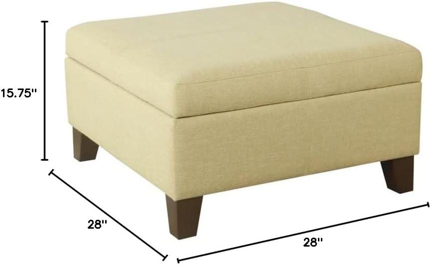 imageHomePop Woven Square Storage Ottoman with Wood Legs Linen TanTan