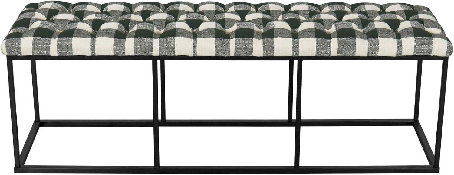 imageHomepop Decorative Small Square Black Metal Ottoman Ottoman Stool for Living Room amp Bedroom Decorative Home Furniture Pewter Gray Faux LeatherBlack and White Plaid