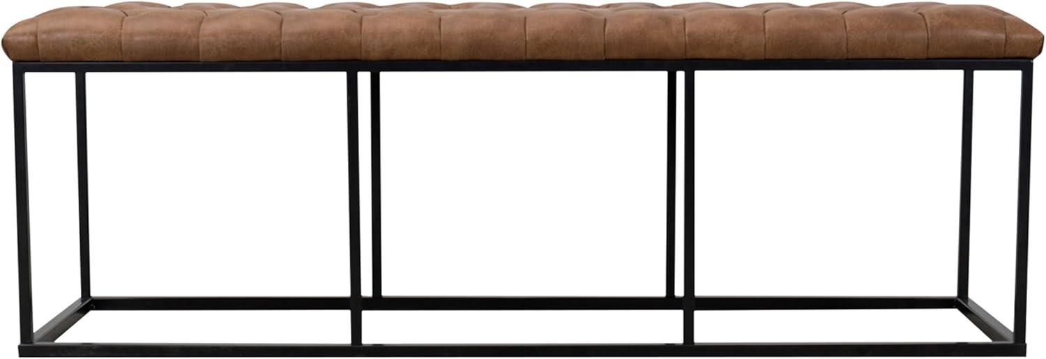 imageHomepop Decorative Small Square Black Metal Ottoman Ottoman Stool for Living Room amp Bedroom Decorative Home Furniture Pewter Gray Faux LeatherBrown